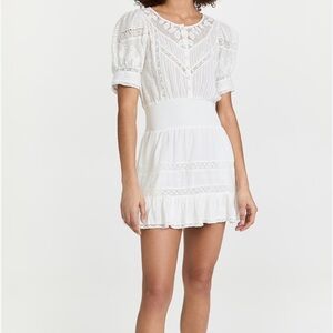 LoveShackFancy White Lace Mini Dress